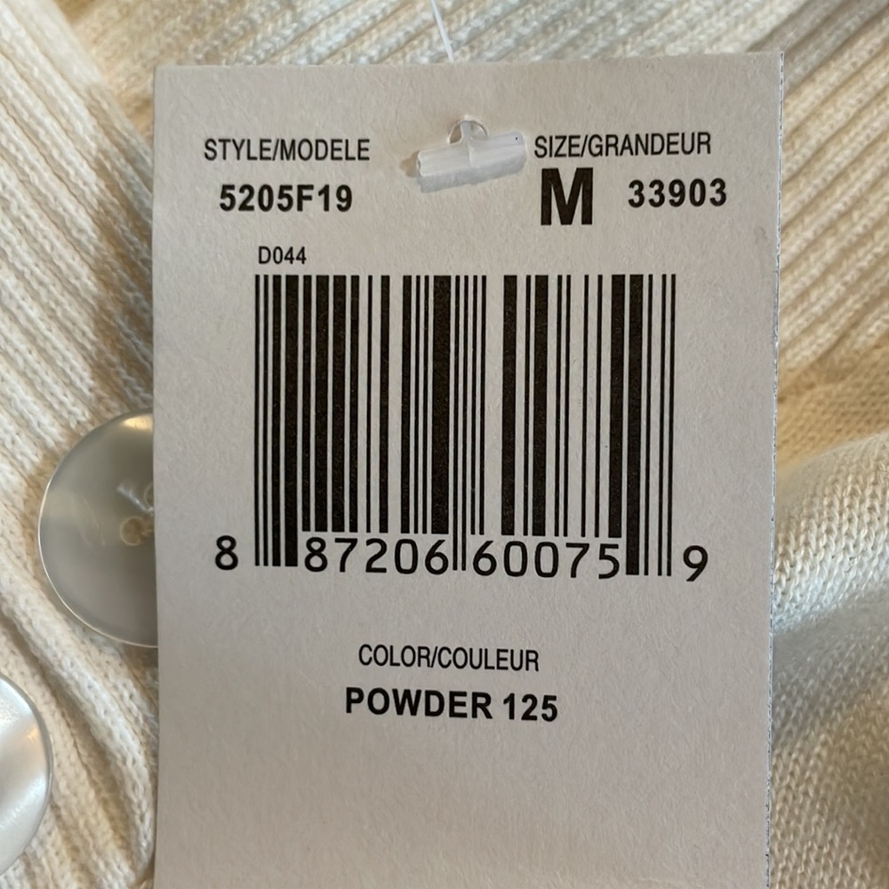 Jeanne Pierre 3/4 Sleeve Sweater, Cream, Medium NWT - Picture 10 of 10
